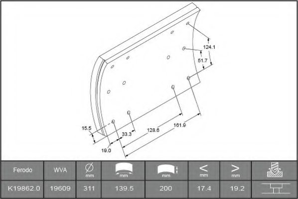 FERODO K19862.0TG Brake Lining Kit, drum brake